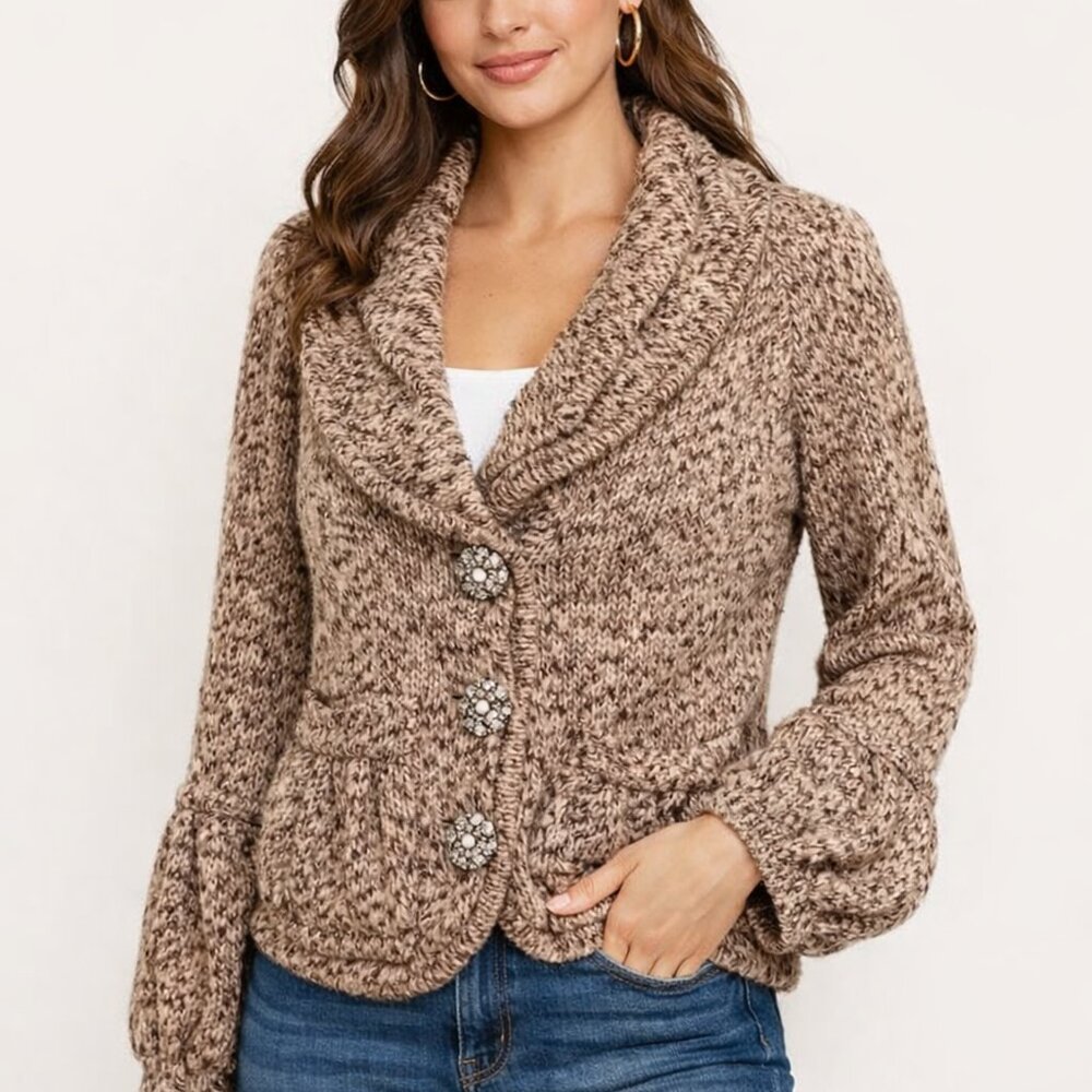 Bcbgmaxazria Mohair Wool Marled Knit Cardigan